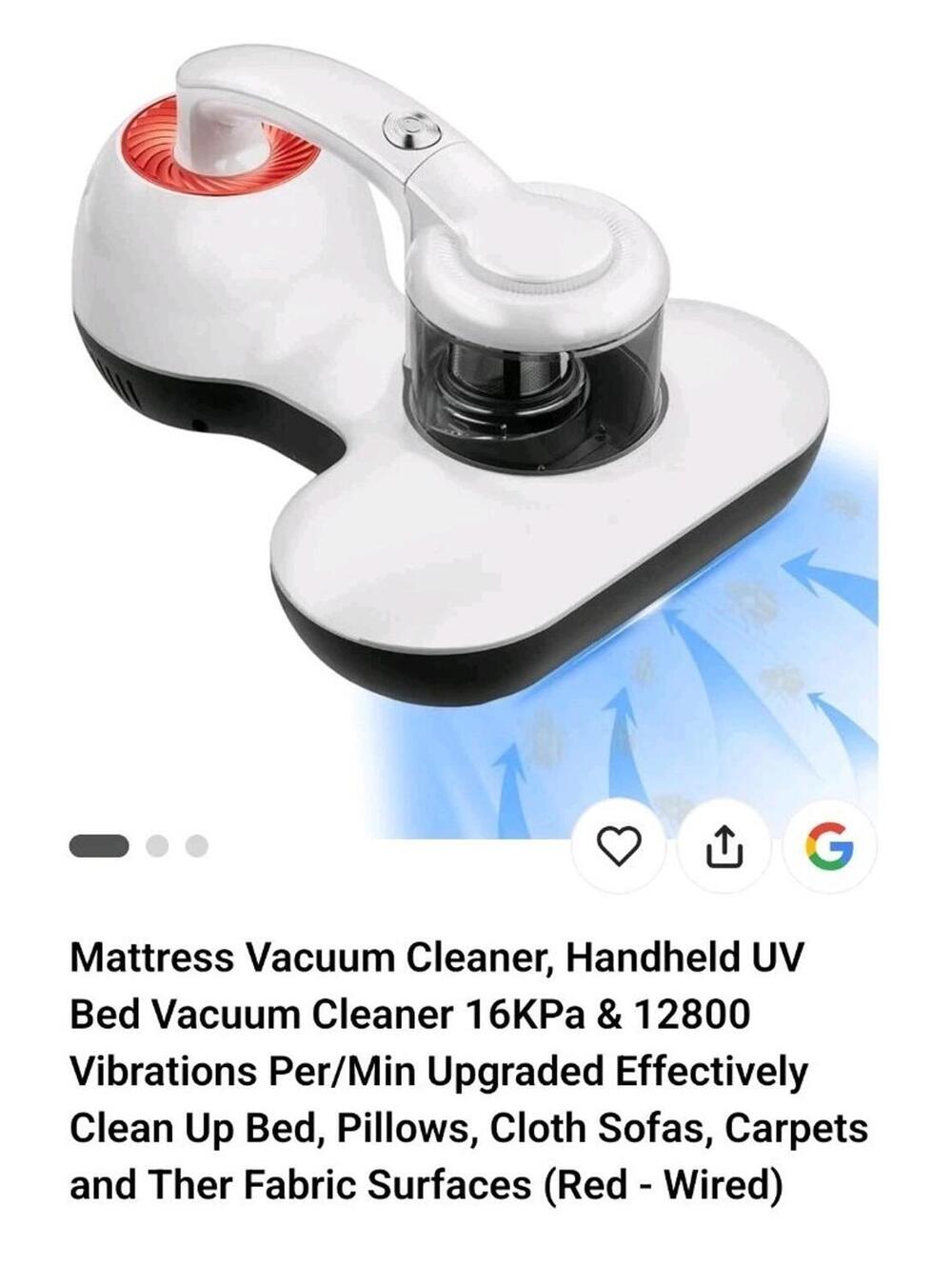 Hersven Mattress Vacuum Cleaner, UV Bed Vacuum Cleaner, 12KPa Handheld Vacuum